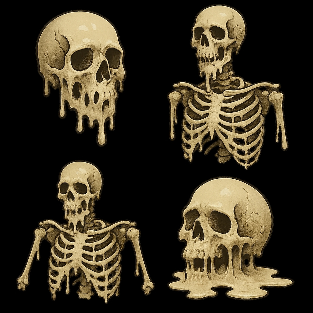 Dripping Skull and Skeleton Graphic Tee
